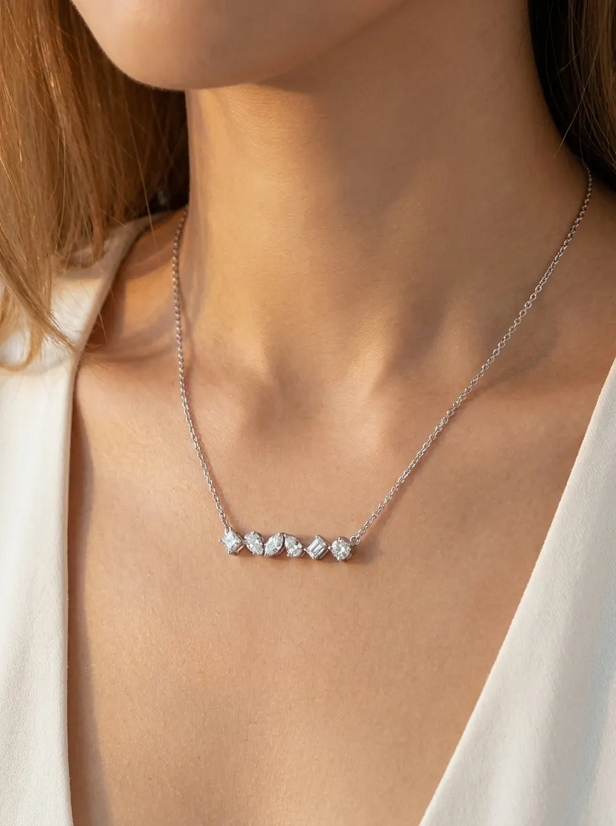 Bild von Mixed Shape Diamant Bar Kette als visuelle Referenz fur Kette.
