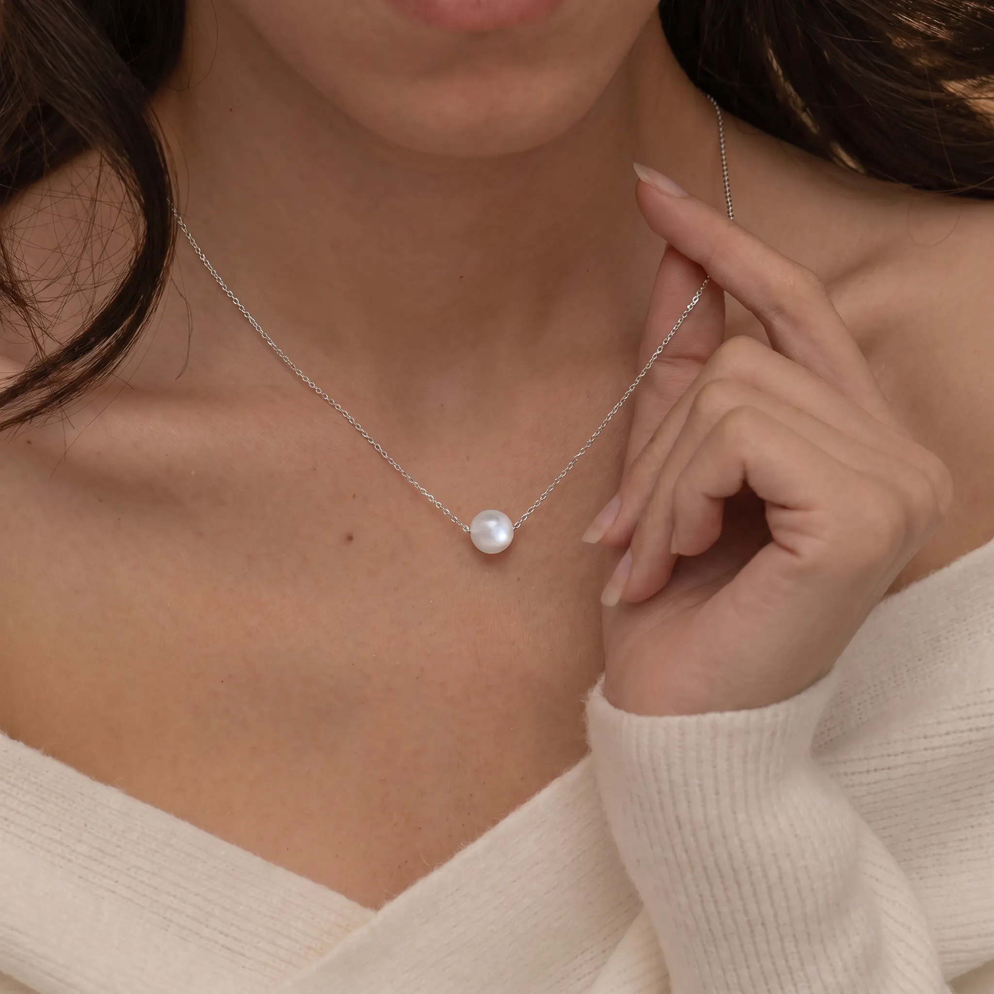 Bild von Solitair Perle Anhanger Kette als visuelle Referenz fur Kette.