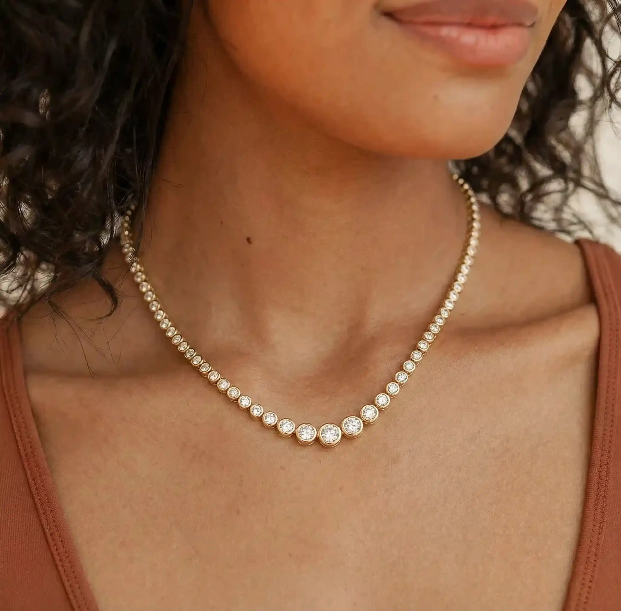 AI-generated layered necklace on model preview